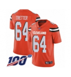 Men's Cleveland Browns #64 JC Tretter Orange Alternate Vapor Untouchable Limited Player 100th Season Football Jersey