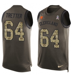 Men's Nike Cleveland Browns #64 JC Tretter Limited Green Salute to Service Tank Top NFL Jersey
