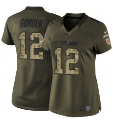 Women's Nike Cleveland Browns #12 Josh Gordon Elite Green Salute to Service NFL Jersey