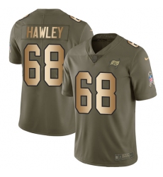 Youth Nike Tampa Bay Buccaneers #68 Joe Hawley Limited Olive/Gold 2017 Salute to Service NFL Jersey