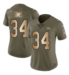Women's Nike Tampa Bay Buccaneers #34 Charles Sims Limited Olive/Gold 2017 Salute to Service NFL Jersey