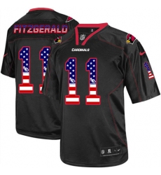 Men's Nike Arizona Cardinals #11 Larry Fitzgerald Elite Black USA Flag Fashion NFL Jersey