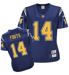 Reebok Los Angeles Chargers #14 Dan Fouts Navy Blue Women's Throwback Team Color Premier EQT NFL Jersey