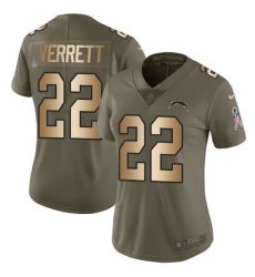 Women's Nike Los Angeles Chargers #22 Jason Verrett Limited Olive/Gold 2017 Salute to Service NFL Jersey