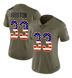 Women's Nike Los Angeles Chargers #33 Tre Boston Limited Olive/USA Flag 2017 Salute to Service NFL Jersey