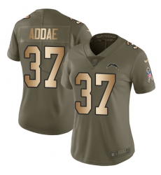 Women's Nike Los Angeles Chargers #37 Jahleel Addae Limited Olive/Gold 2017 Salute to Service NFL Jersey