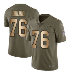 Men's Nike Los Angeles Chargers #76 Russell Okung Limited Olive/Gold 2017 Salute to Service NFL Jersey