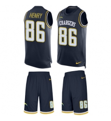 Men's Nike Los Angeles Chargers #86 Hunter Henry Limited Navy Blue Tank Top Suit NFL Jersey