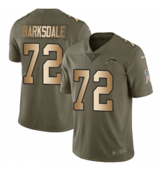 Men's Nike Los Angeles Chargers #72 Joe Barksdale Limited Olive/Gold 2017 Salute to Service NFL Jersey