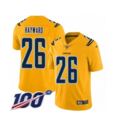 Youth Los Angeles Chargers #26 Casey Hayward Limited Gold Inverted Legend 100th Season Football Jersey
