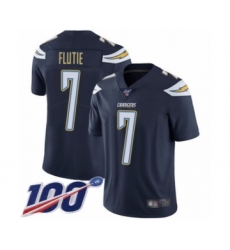 Men's Los Angeles Chargers #7 Doug Flutie Navy Blue Team Color Vapor Untouchable Limited Player 100th Season Football Jersey