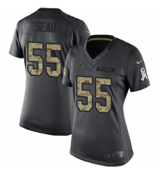 Women's Nike Los Angeles Chargers #55 Junior Seau Limited Black 2016 Salute to Service NFL Jersey