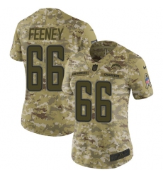 Women's Nike Los Angeles Chargers #66 Dan Feeney Limited Camo 2018 Salute to Service NFL Jersey