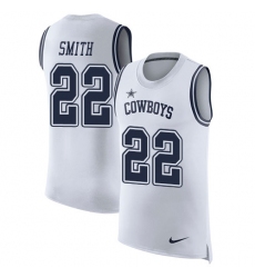 Men's Nike Dallas Cowboys #22 Emmitt Smith Limited White Rush Player Name & Number Tank Top NFL Jersey