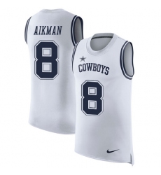 Men's Nike Dallas Cowboys #8 Troy Aikman Limited White Rush Player Name & Number Tank Top NFL Jersey