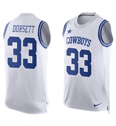 Men's Nike Dallas Cowboys #33 Tony Dorsett Limited White Player Name & Number Tank Top NFL Jersey