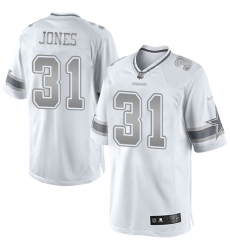 Men's Nike Dallas Cowboys #31 Byron Jones Limited White Platinum NFL Jersey