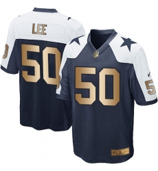 Youth Nike Dallas Cowboys #50 Sean Lee Elite Navy/Gold Throwback Alternate NFL Jersey