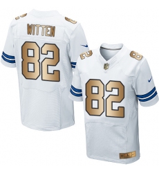 Men's Nike Dallas Cowboys #82 Jason Witten Elite White/Gold NFL Jersey