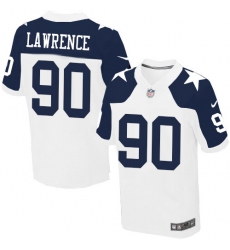 Men's Nike Dallas Cowboys #90 Demarcus Lawrence Elite White Throwback Alternate NFL Jersey