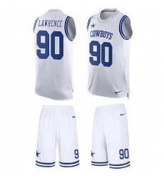 Men's Nike Dallas Cowboys #90 Demarcus Lawrence Limited White Tank Top Suit NFL Jersey