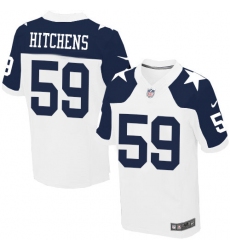 Men's Nike Dallas Cowboys #59 Anthony Hitchens Elite White Throwback Alternate NFL Jersey