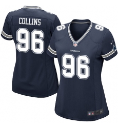 Women's Nike Dallas Cowboys #96 Maliek Collins Game Navy Blue Team Color NFL Jersey