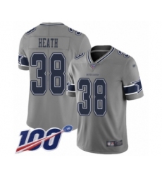 Men's Dallas Cowboys #38 Jeff Heath Limited Gray Inverted Legend 100th Season Football Jersey