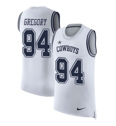 Men's Nike Dallas Cowboys #94 Randy Gregory Limited White Rush Player Name & Number Tank Top NFL Jersey
