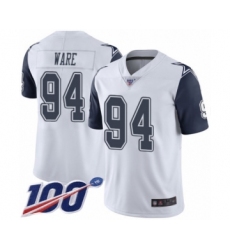 Men's Dallas Cowboys #94 DeMarcus Ware Limited White Rush Vapor Untouchable 100th Season Football Jersey