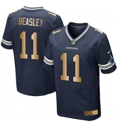 Men's Nike Dallas Cowboys #11 Cole Beasley Elite Navy/Gold Team Color NFL Jersey