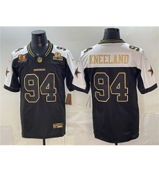 Men's Dallas Cowboys #94 Marshawn Kneeland Black Gold 2025 F.U.S.E. With 5x Super Bowl Champions & Established In 1960 Vapor Limited Stitched Football Jers