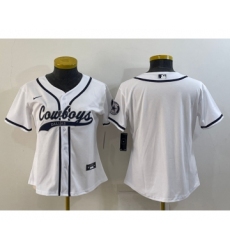 Women's Dallas Cowboys Blank White With Patch Cool Base Stitched Baseball Jersey