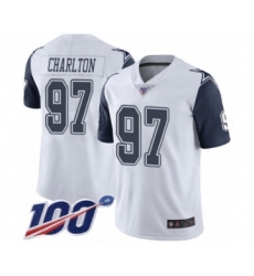 Men's Dallas Cowboys #97 Taco Charlton Limited White Rush Vapor Untouchable 100th Season Football Jersey