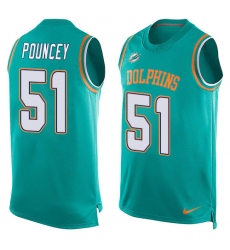 Men's Nike Miami Dolphins #51 Mike Pouncey Limited Aqua Green Player Name & Number Tank Top NFL Jersey
