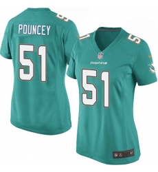 Women's Nike Miami Dolphins #51 Mike Pouncey Game Aqua Green Team Color NFL Jersey