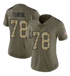 Women's Nike Miami Dolphins #78 Laremy Tunsil Limited Olive Camo 2017 Salute to Service NFL Jersey