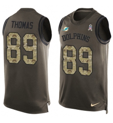 Men's Nike Miami Dolphins #89 Julius Thomas Limited Green Salute to Service Tank Top NFL Jersey