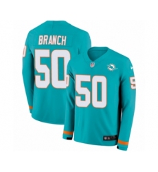 Men's Nike Miami Dolphins #50 Andre Branch Limited Aqua Therma Long Sleeve NFL Jersey
