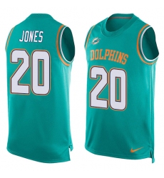 Men's Nike Miami Dolphins #20 Reshad Jones Limited Aqua Green Player Name & Number Tank Top NFL Jersey