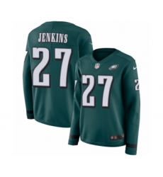 Women's Nike Philadelphia Eagles #27 Malcolm Jenkins Limited Green Therma Long Sleeve NFL Jersey