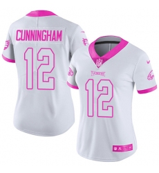 Women's Nike Philadelphia Eagles #12 Randall Cunningham Limited White/Pink Rush Fashion NFL Jersey