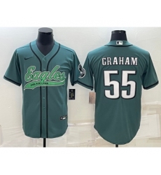 Men's Philadelphia Eagles #55 Brandon Graham Green With Cool Base Stitched Baseball Jersey