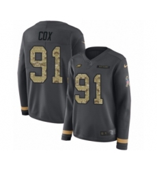 Women's Nike Philadelphia Eagles #91 Fletcher Cox Limited Black Salute to Service Therma Long Sleeve NFL Jersey