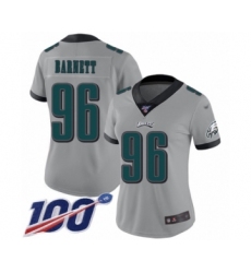 Women's Philadelphia Eagles #96 Derek Barnett Limited Silver Inverted Legend 100th Season Football Jersey
