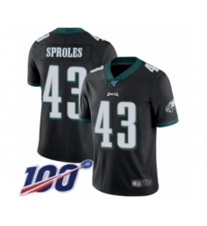 Men's Philadelphia Eagles #43 Darren Sproles Black Alternate Vapor Untouchable Limited Player 100th Season Football Jersey