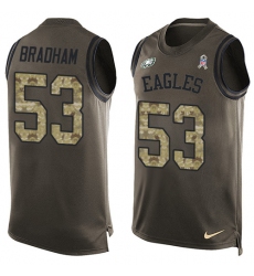 Men's Nike Philadelphia Eagles #53 Nigel Bradham Limited Green Salute to Service Tank Top NFL Jersey