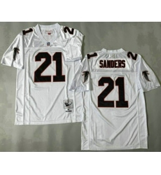 Men's Atlanta Falcons #21 Deion Sanders White 1992 Throwback Jersey