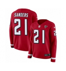 Women's Nike Atlanta Falcons #21 Deion Sanders Limited Red Therma Long Sleeve NFL Jersey