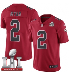 Men's Nike Atlanta Falcons #2 Matt Ryan Limited Red Rush Super Bowl LI 51 NFL Jersey